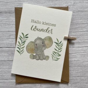 Babykarte Elefant gelb